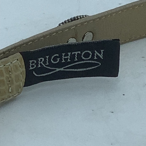 Brighton Reptile Look Tan/White Belt with Silver Buckle and Embellishments - Picture 8 of 9